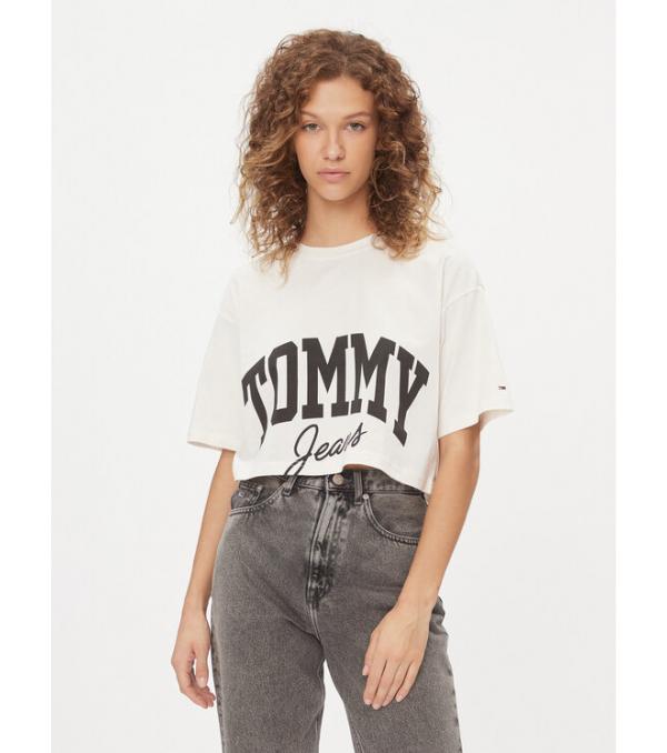 Tommy Jeans T-Shirt New Varsity DW0DW16445 Λευκό Cropped Fit