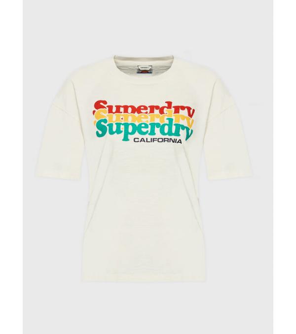 Superdry T-Shirt Vintage Cali Stripe W1010847A Εκρού Regular Fit