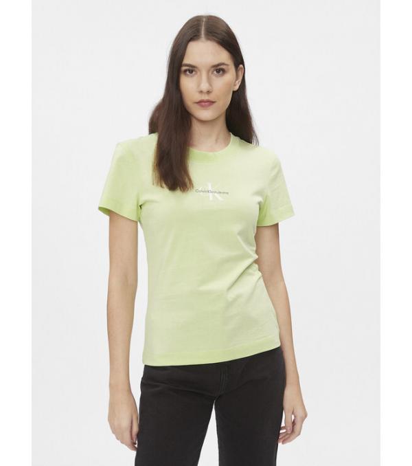 Calvin Klein Jeans T-Shirt Monologo J20J222564 Πράσινο Slim Fit