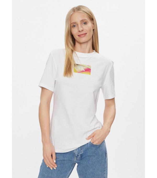 Calvin Klein Jeans T-Shirt Illuminated Box Logo Slim Tee J20J222898 Λευκό Slim Fit