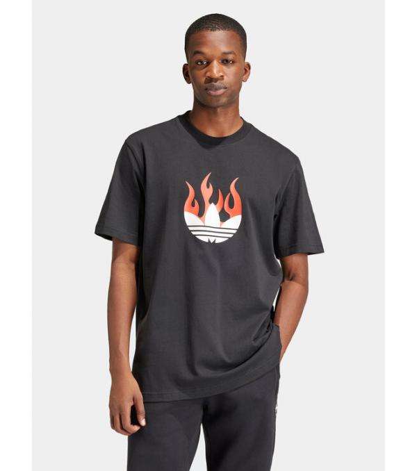 adidas T-Shirt Flames Logo IS0178 Μαύρο Loose Fit