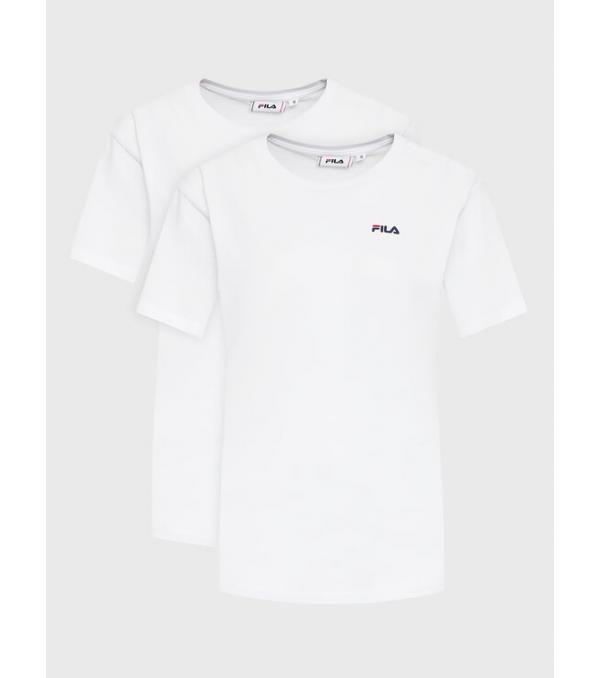 Fila Σετ 2 T-Shirts Bari FAW0139 Λευκό Regular Fit