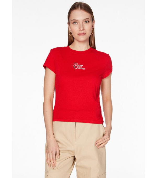 Tommy Jeans T-Shirt Essential Logo DW0DW15441 Κόκκινο Regular Fit