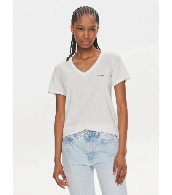 Pepe Jeans T-Shirt Lorette V Neck PL505826 Λευκό Regular Fit