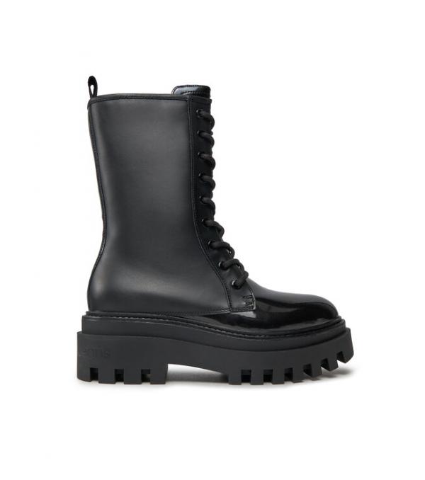 Calvin Klein Jeans Ορειβατικά παπούτσια Flatform Laceup Boot Patent YW0YW00852 Μαύρο