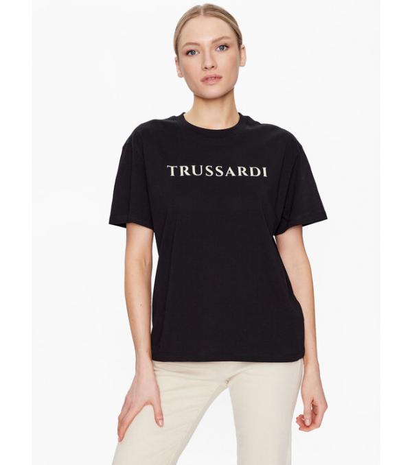Trussardi T-Shirt Lettering Print 56T00565 Μαύρο Regular Fit
