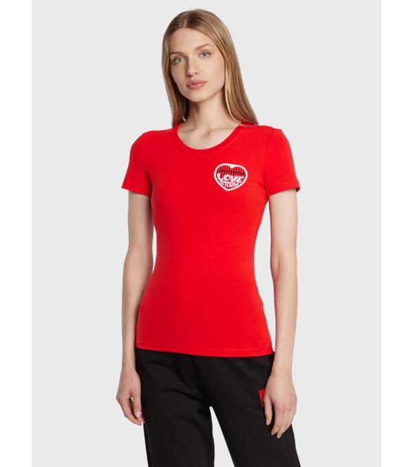 LOVE MOSCHINO T-Shirt W4H1980E 1951 Κόκκινο Slim Fit