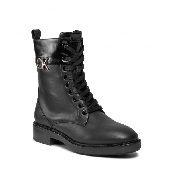 Calvin Klein Ορειβατικά παπούτσια Rubber Sole Combat Boot W/Hw HW0HW01717 Μαύρο