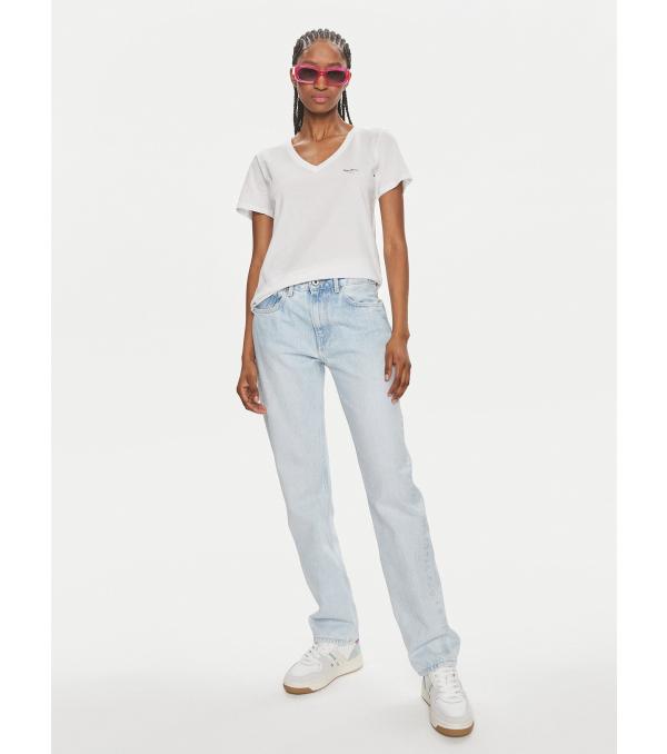 Pepe Jeans T-Shirt Lorette V Neck PL505826 Λευκό Regular Fit