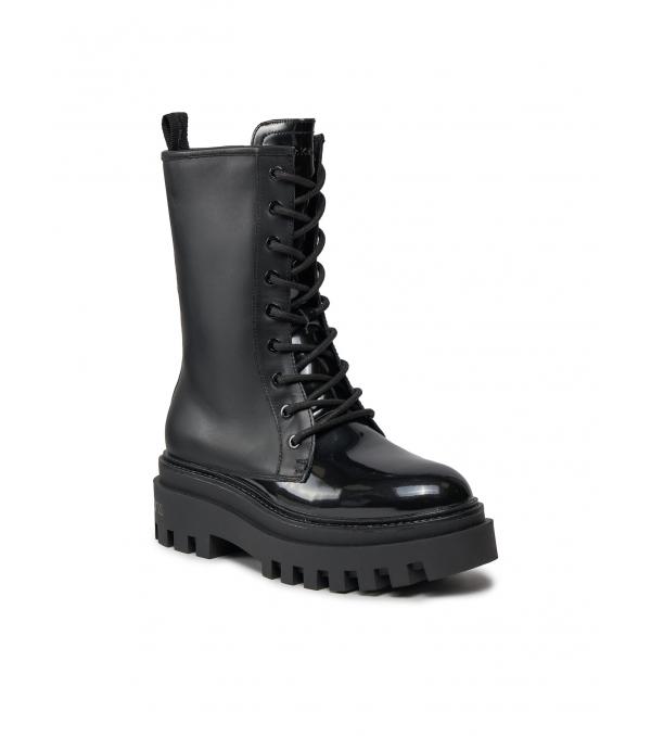 Calvin Klein Jeans Ορειβατικά παπούτσια Flatform Laceup Boot Patent YW0YW00852 Μαύρο