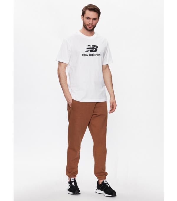 New Balance T-Shirt Essentials Stacked Logo MT31541 Λευκό Relaxed Fit