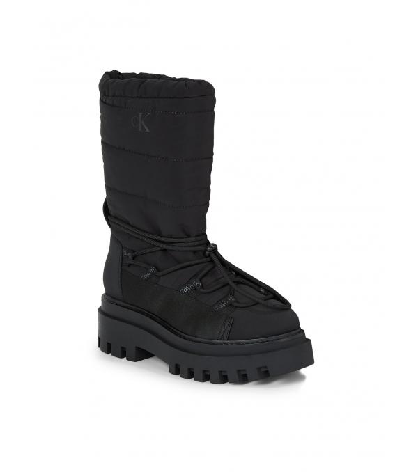 Calvin Klein Jeans Μπότες Χιονιού Flatform Snow Boot Nylon Wn YW0YW01146 Μαύρο