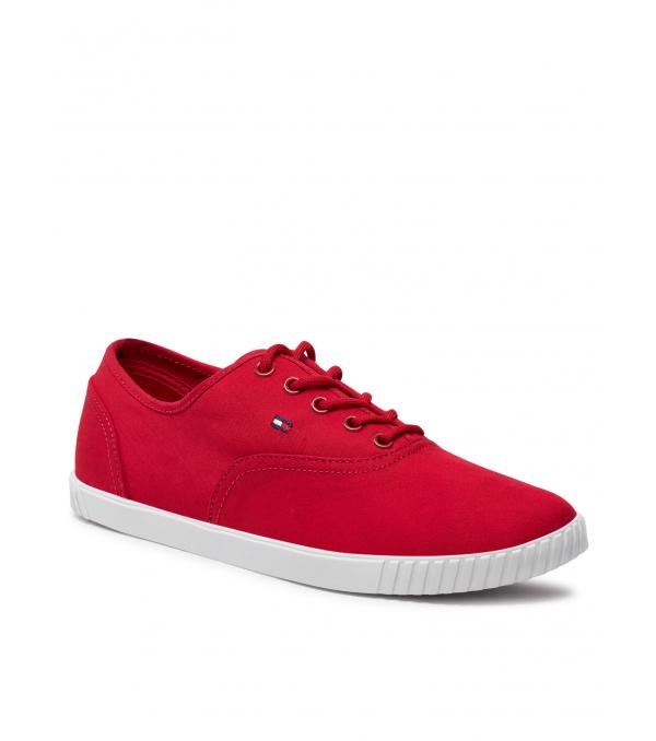 Tommy Hilfiger Πάνινα παπούτσια Canvas Lace Up Sneaker FW0FW07805 Κόκκινο