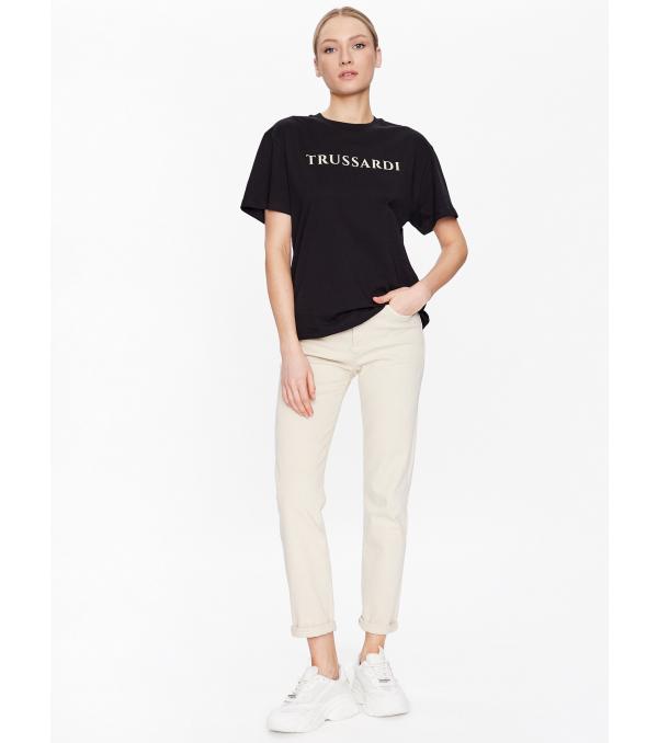 Trussardi T-Shirt Lettering Print 56T00565 Μαύρο Regular Fit