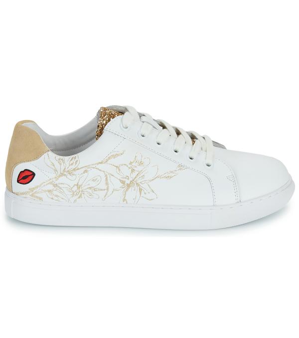 Xαμηλά Sneakers Bons baisers de Paname SIMONE GOLD FLOWERS Άσπρο Διαθέσιμο για γυναίκες. 36,37,38,39,40. 
