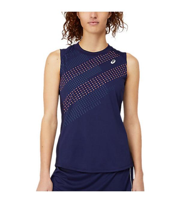 The Asics Court Graphic Women's Tank's bold colors and graphics are inspired by the lights of New York City at night. Constructed with a quick-drying fabric to improve moisture management, this top also features a mesh fabric on the sides and back to provide better airflow. Lastly, this top also has a back opening for visual interest and to increase ventilation.