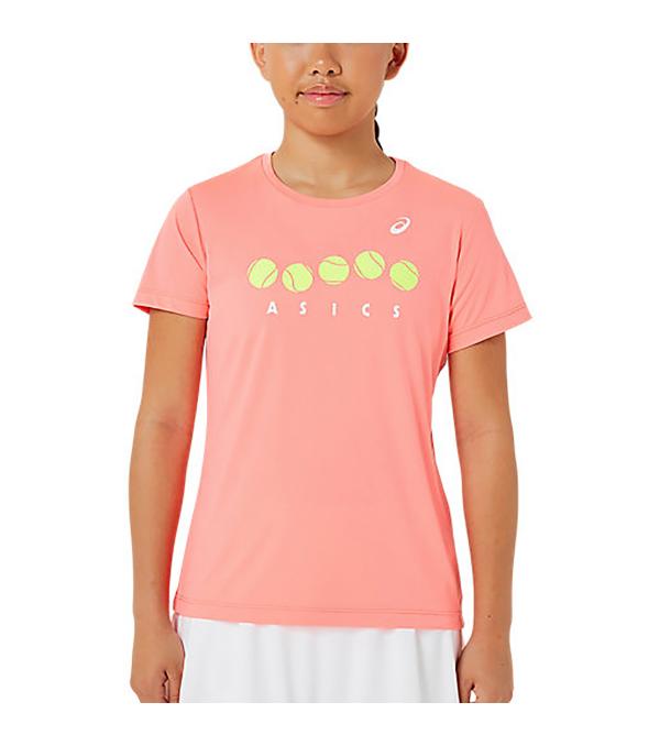 This short sleeve top features a quick-drying knit fabric that's versatile for matches and practice. It's also accented with an ASICS tennis ball graphic across the front.