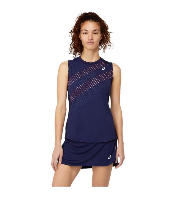 The Asics Court Graphic Women's Tank's bold colors and graphics are inspired by the lights of New York City at night. Constructed with a quick-drying fabric to improve moisture management, this top also features a mesh fabric on the sides and back to provide better airflow. Lastly, this top also has a back opening for visual interest and to increase ventilation.