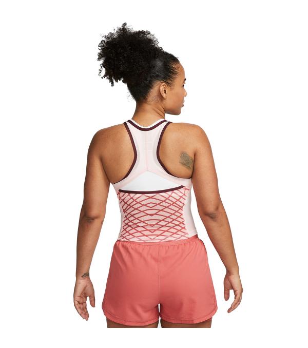 From overheads to ground strokes, navigate the highs and lows of your game in this tight, airy mesh tank. A high neckline offers modesty through your dynamic moves, while sweat-wicking tech and strategically placed cutouts help keep you cool and comfy.