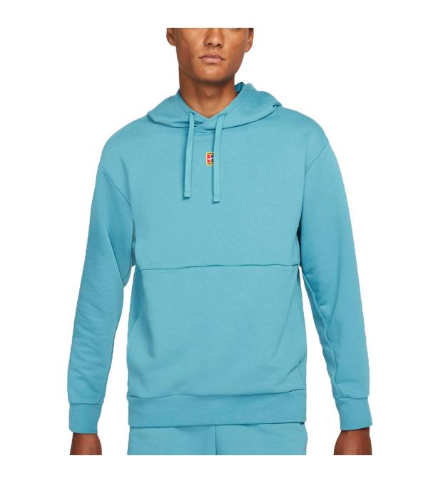 From the court to the streets and everywhere in between, the NikeCourt Hoodie will become your new favorite layer. Its smooth French terry fabric feels soft and warm. Stretchy ribbed fabric on the sides and under the sleeves gives you plenty of room to move. This product is made with at least 75% sustainable materials, using a blend of recycled polyester and organic cotton fibers. The blend is at least 10% recycled fibers or at least 10% organic cotton fibers.Ribbing on the under side of the sleeves and on the side panels stretches to give you plenty of room to move.Ribbed cuffs and hem help keep the hoodie in place while you move.Multicolored NikeCourt patch on the chest nods to Nike's heritage.