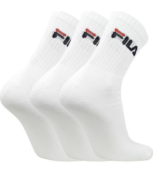 The Fila 3 Pack Unisex sport socks package includes 3 pair of socks with Fila logo on the top.